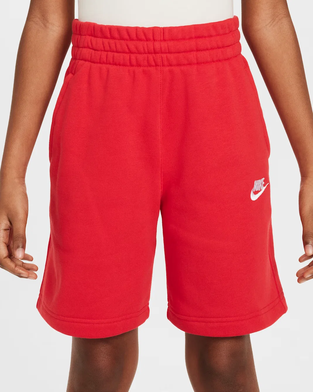 Детские шорты из французской махровой ткани Nike Sportswear Club Fleece, University Red/White — фото 3
