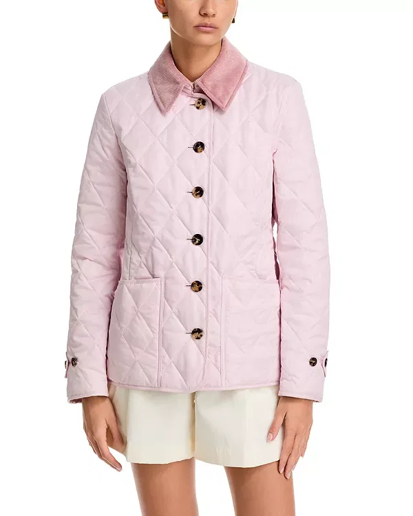 Женская стеганая куртка с хлопковым воротником Fernleigh Burberry, Mallow Pink — фото 3