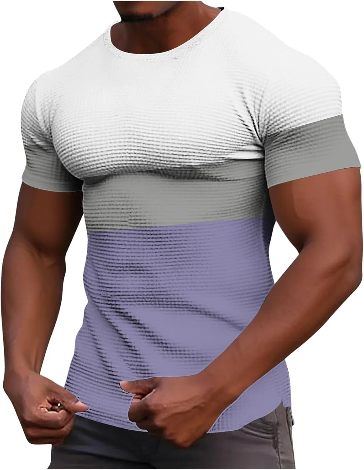 Мужская футболка с цветовым блоком из вафельной ткани, Purple