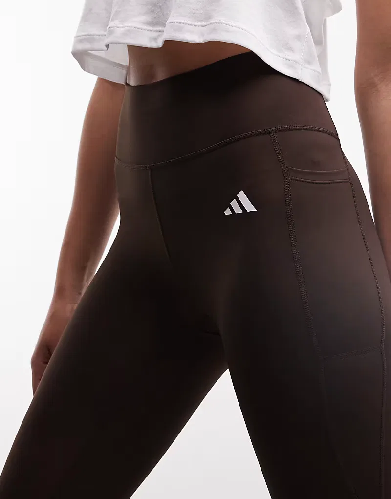 Леггинсы Adidas Training Optime Essentials полной длины, кофейно-коричневый — фото 2