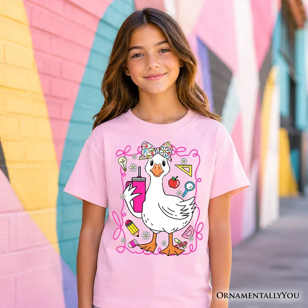 Детская футболка для девочек с принтом Cute Goose OrnamentallyYou, Royal — фото 2