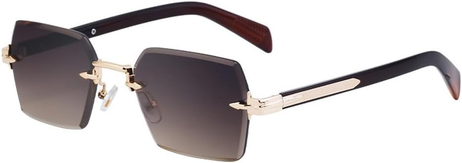 

Мужские прямоугольные солнцезащитные очки без оправы для вождения, модные женские солнцезащитные очки с улучшенной защитой от солнца, защитные очки-козырьки HVTVTLA, Gold Brown