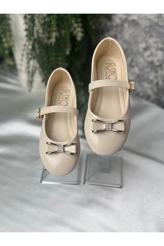 Детские балетки для девочек без каблука с ремешком Shoes, Nude Color — фото 3