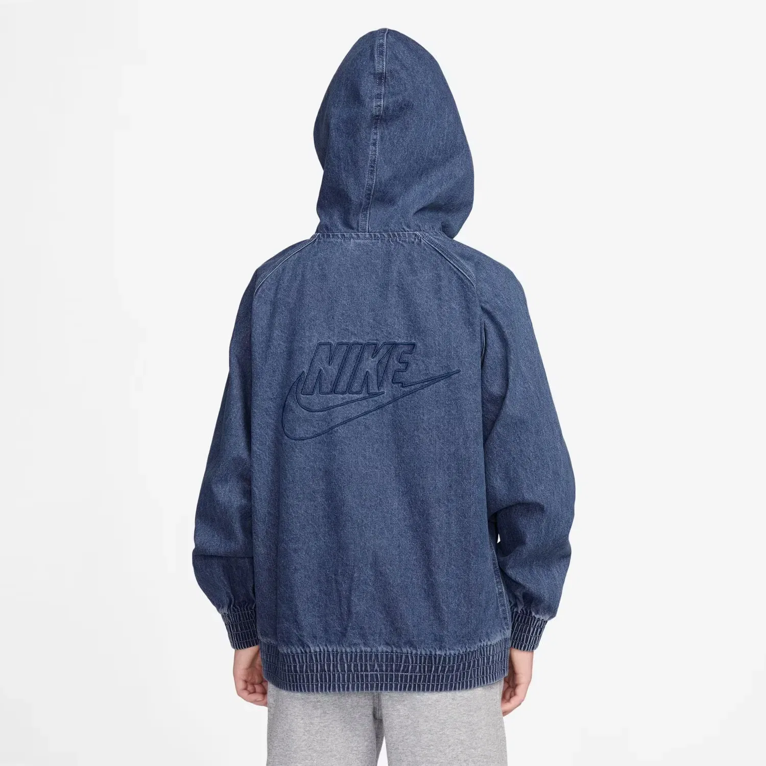 Детская куртка джинсовая с капюшоном Windrunner Nike, Azul Denim — фото 2