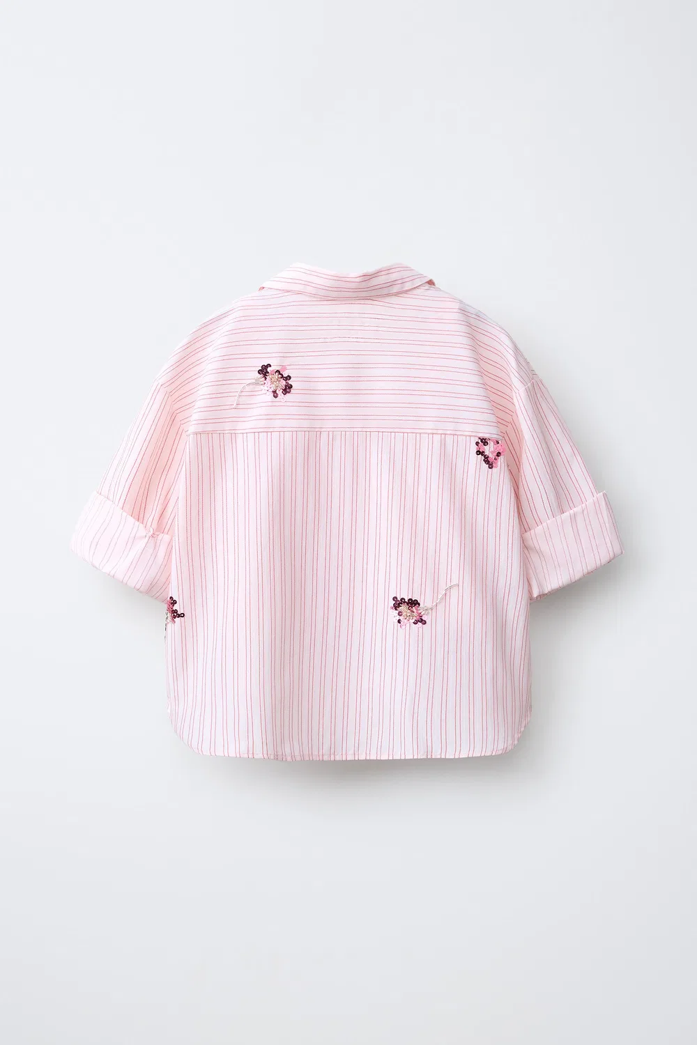 Рубашка и топ в цветочную полоску, расшитые пайетками ZARA, Pastel Pink — фото 3