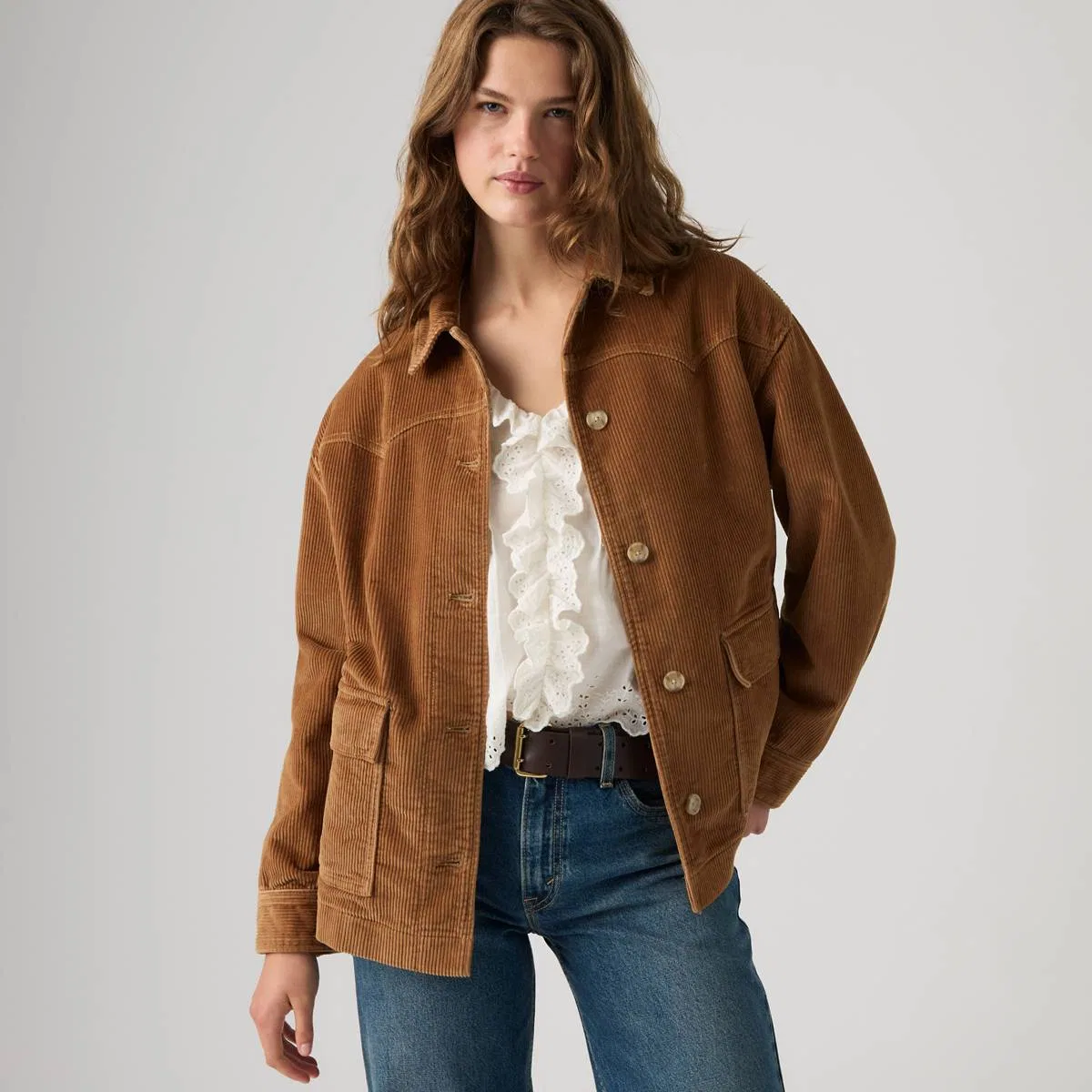 Вельветовая полурубашка Levi's, Foxtrot Brown - White