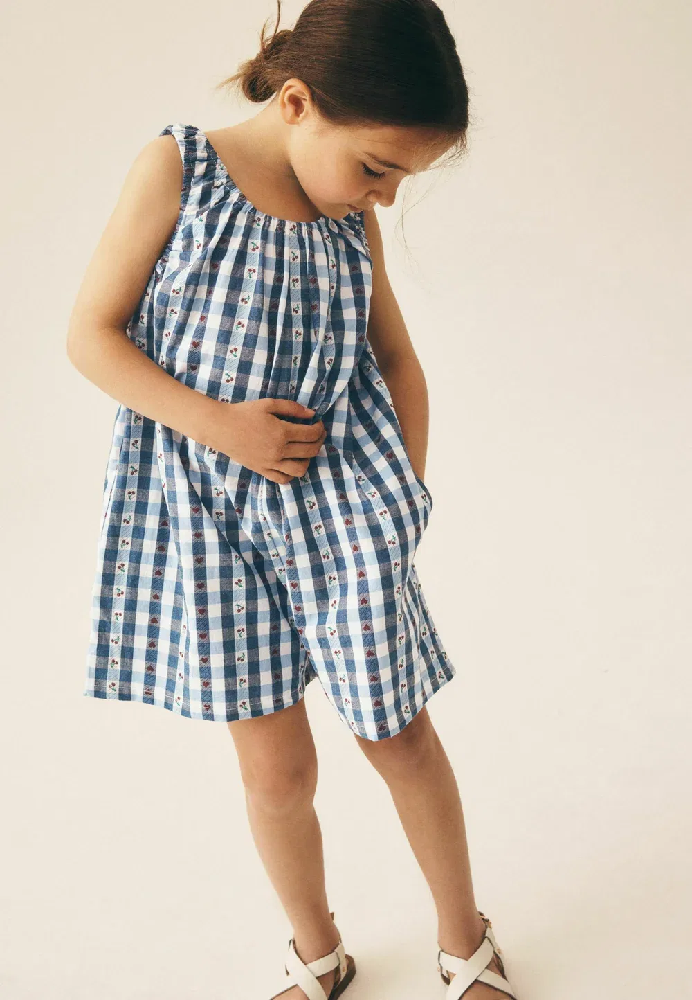 Комбинезон стандартного кроя с бретелями Next, Blue Gingham Cherry — фото 2