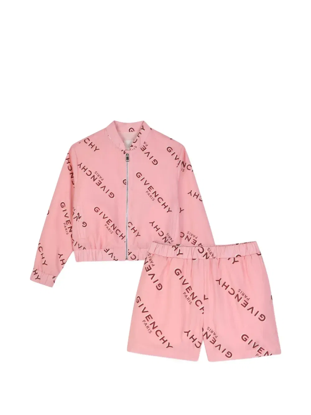 Комплект из бомбера и шорт с логотипом Givenchy Kids, розовый