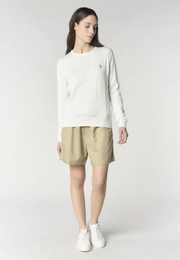 Джемпер хлопковый Cable Knit U.S. Polo Assn., белый — фото 2