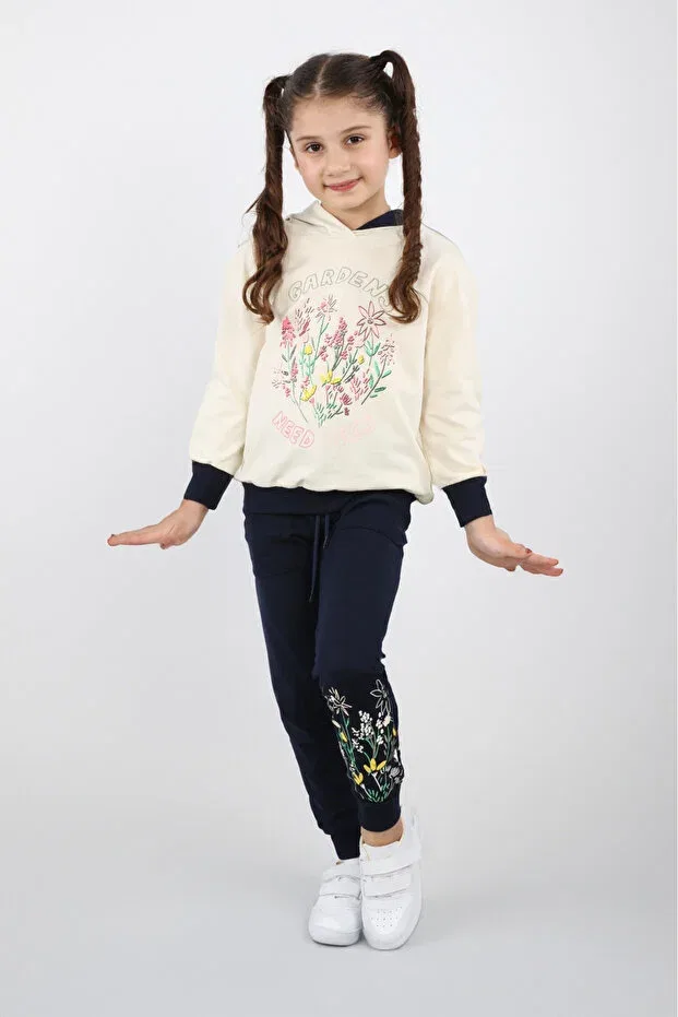 Детский спортивный комплект для девочек с принтом Mışıl Kids, Navy Blue