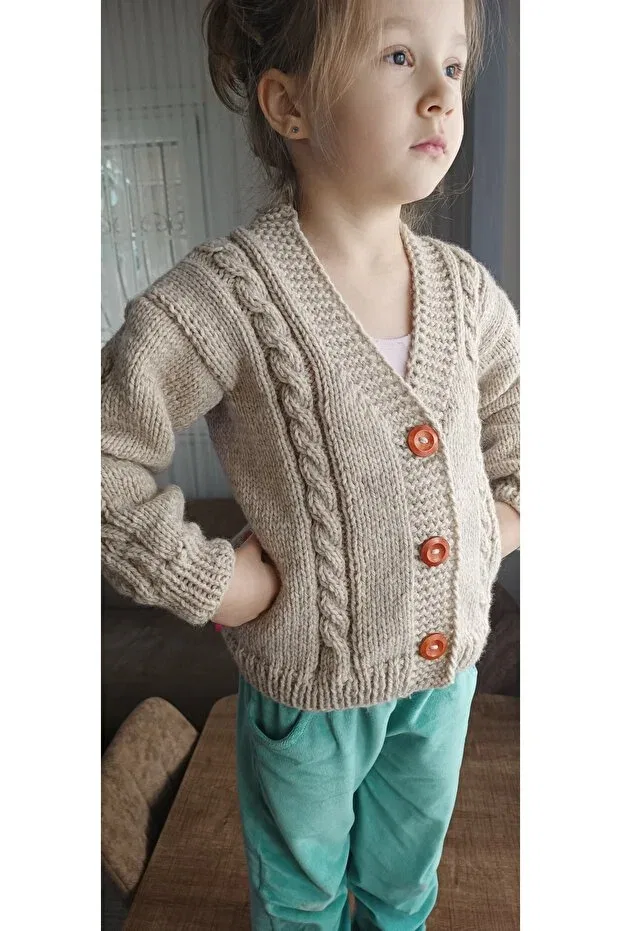 Детский кардиган с длинным рукавом El Örgüsü Cici Bebe, Pebble