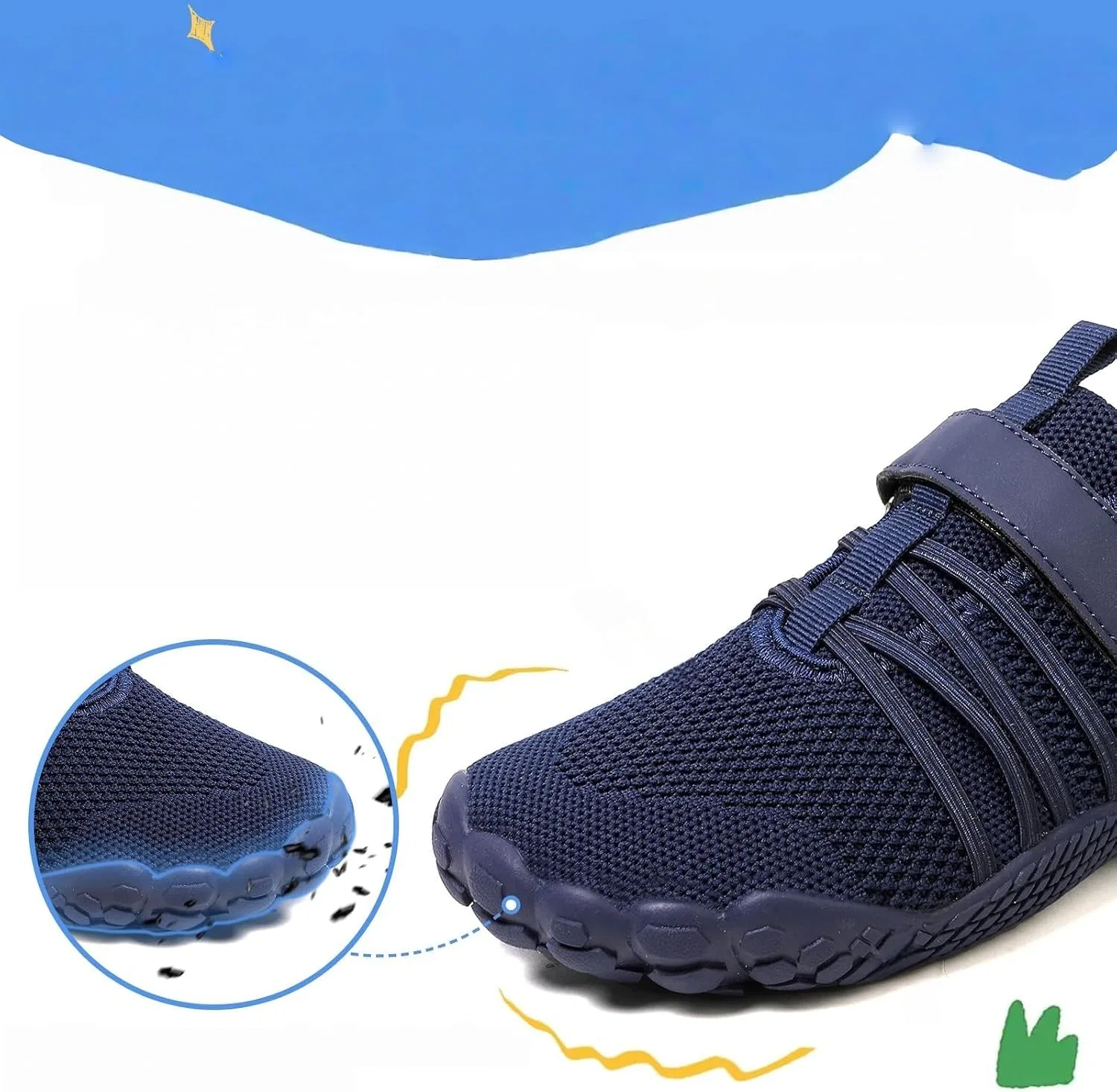 Детские дышащие кроссовки для девочек и мальчиков с широким носком, Dark Blue — фото 3