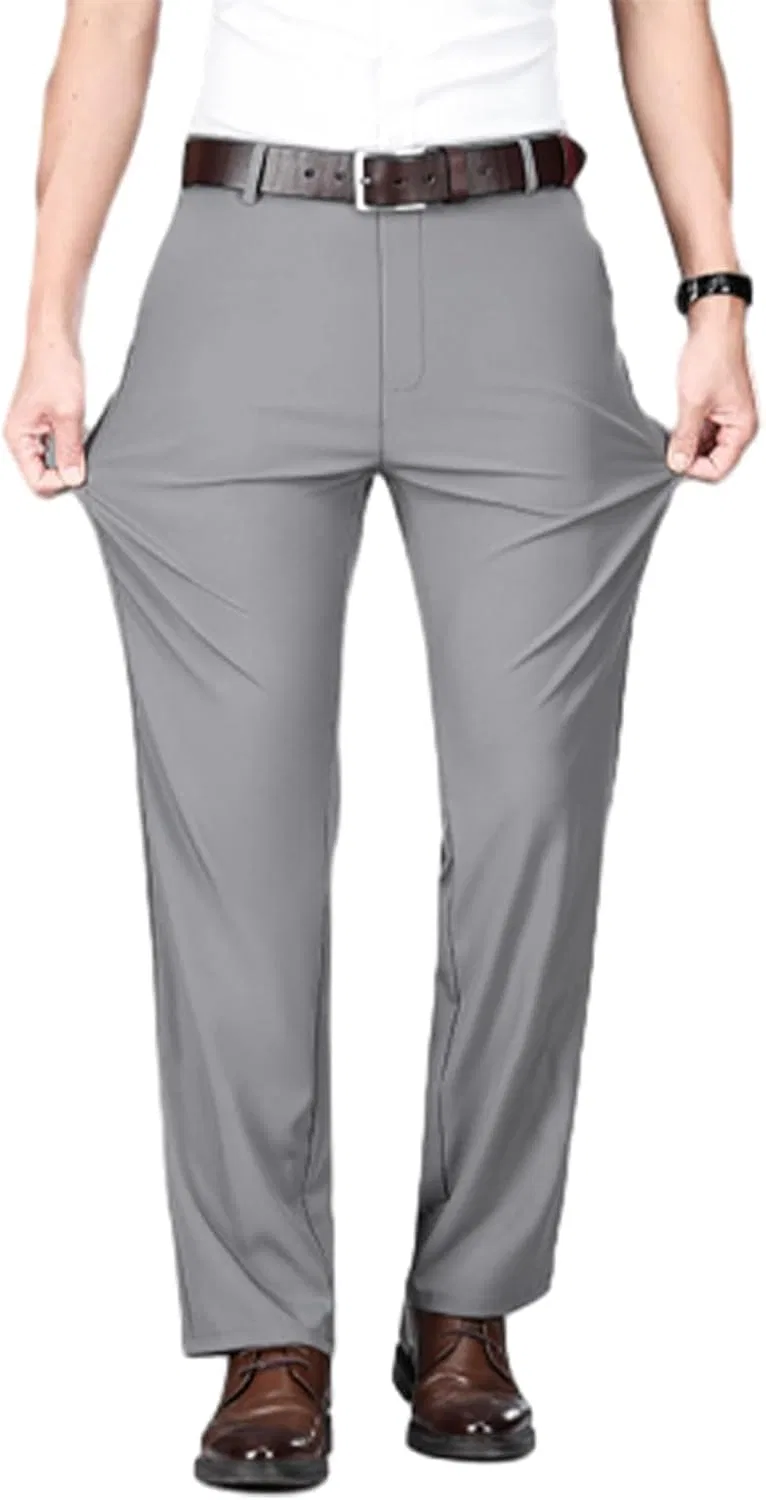 Мужские брюки прямого кроя с высокой эластичностью, модель Golf Business Slacks, цвет серый