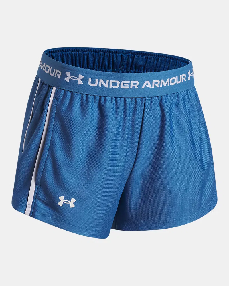 Детские шорты быстросохнущие из переработанного полиэстера UA Tech Play Up UnderArmour, Aegean Blue/White — фото 3