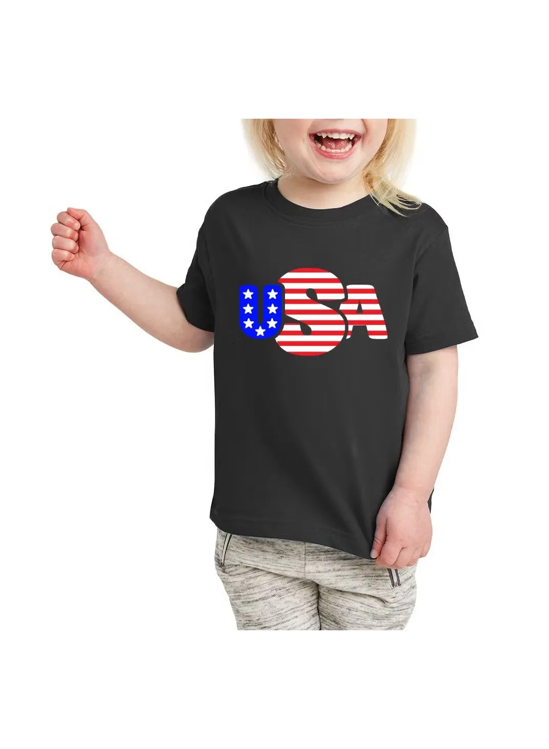 Футболка с принтом США, Printshop4Me, черный