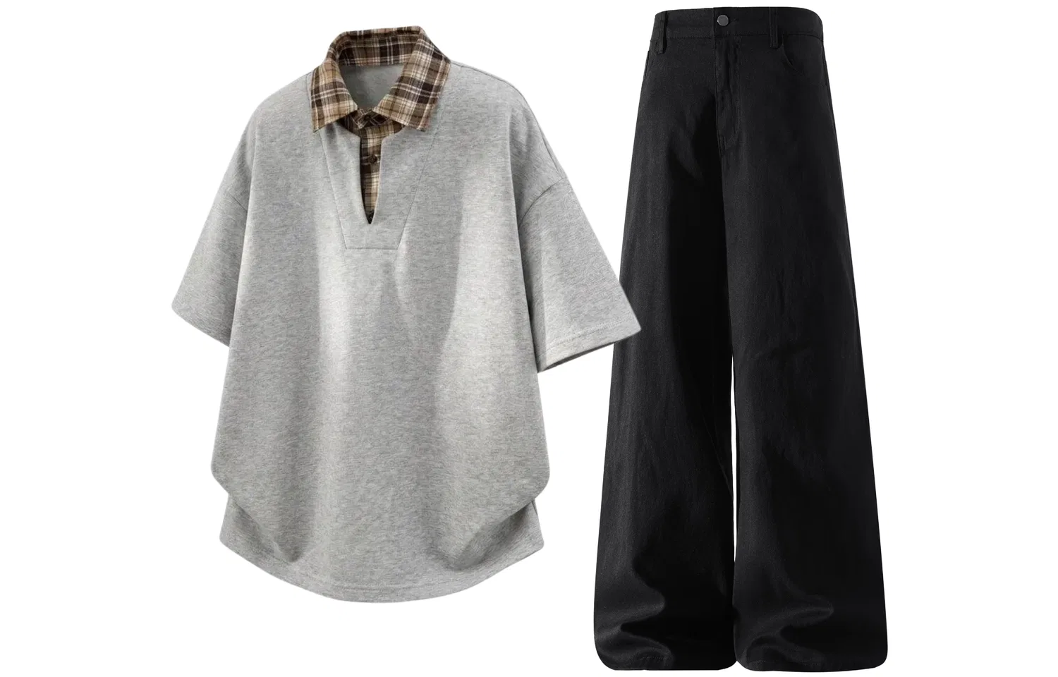 Детский спортивный комплект с воротником Heather Gray Top+Black Pants, GWAF, Черный