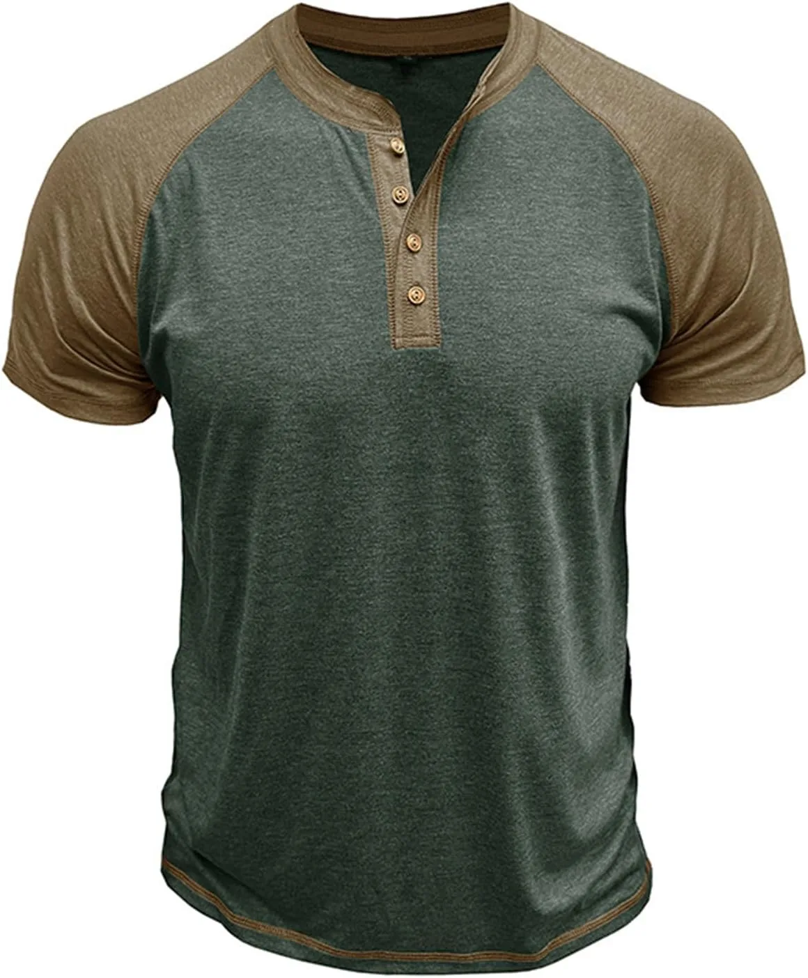 

Футболка Raglan для мужчин Casual Vintage Slim Fit Henley с коротким рукавом XDFVC