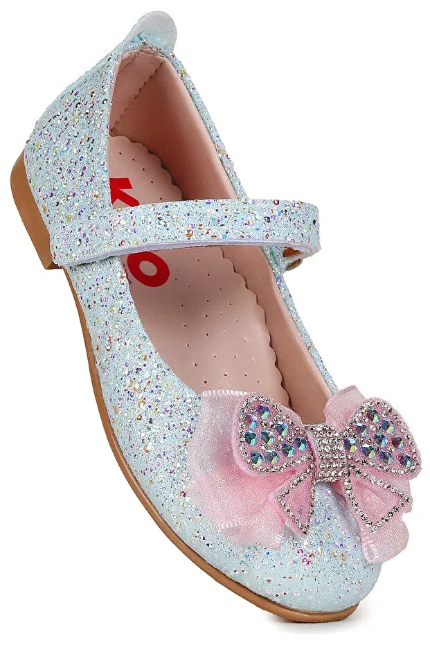 Детские балетки для девочек с принтом Hiza stoned velcro Kiko Kids, Baby Blue