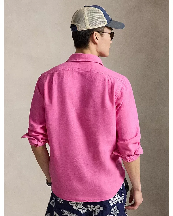 Мужская рубашка из льна Polo Ralph Lauren, Baja Pink — фото 3