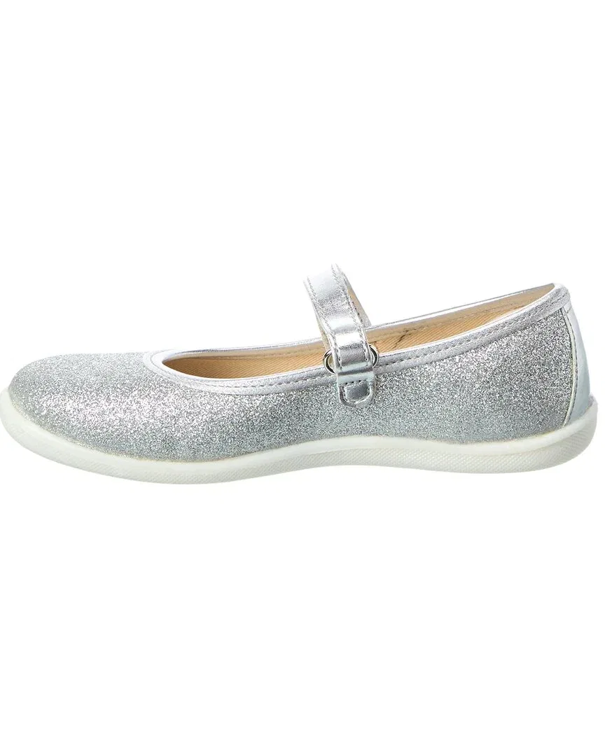 Детские кожаные балетки-слипоны с блеском Naturino Pavia 2 Glitter Leather Flat, Silver — фото 2
