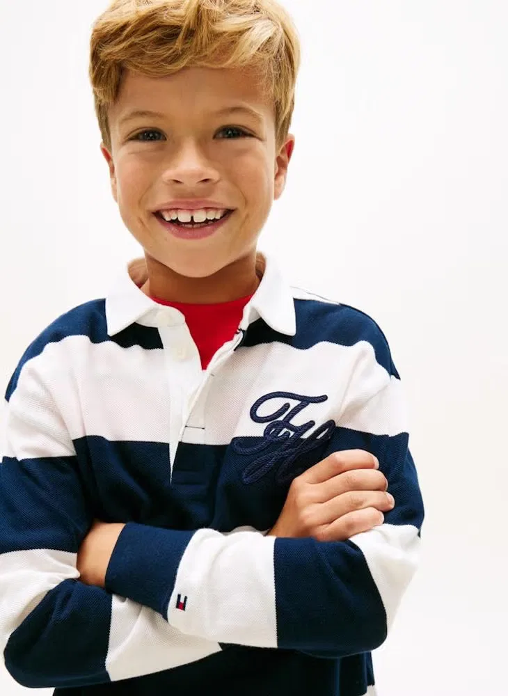 Лонгслив поло с длинным рукавом в регби-стиле Tommy Hilfiger, темно-синий — фото 3