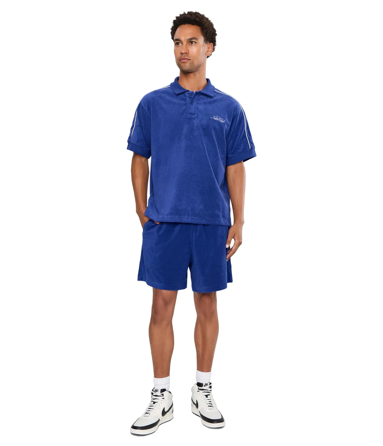 Поло из махрового трикотажа Club Terry Polo NCC Nike, Deep Royal Blue/Soft Yellow/White/Soft Yellow — фото 2