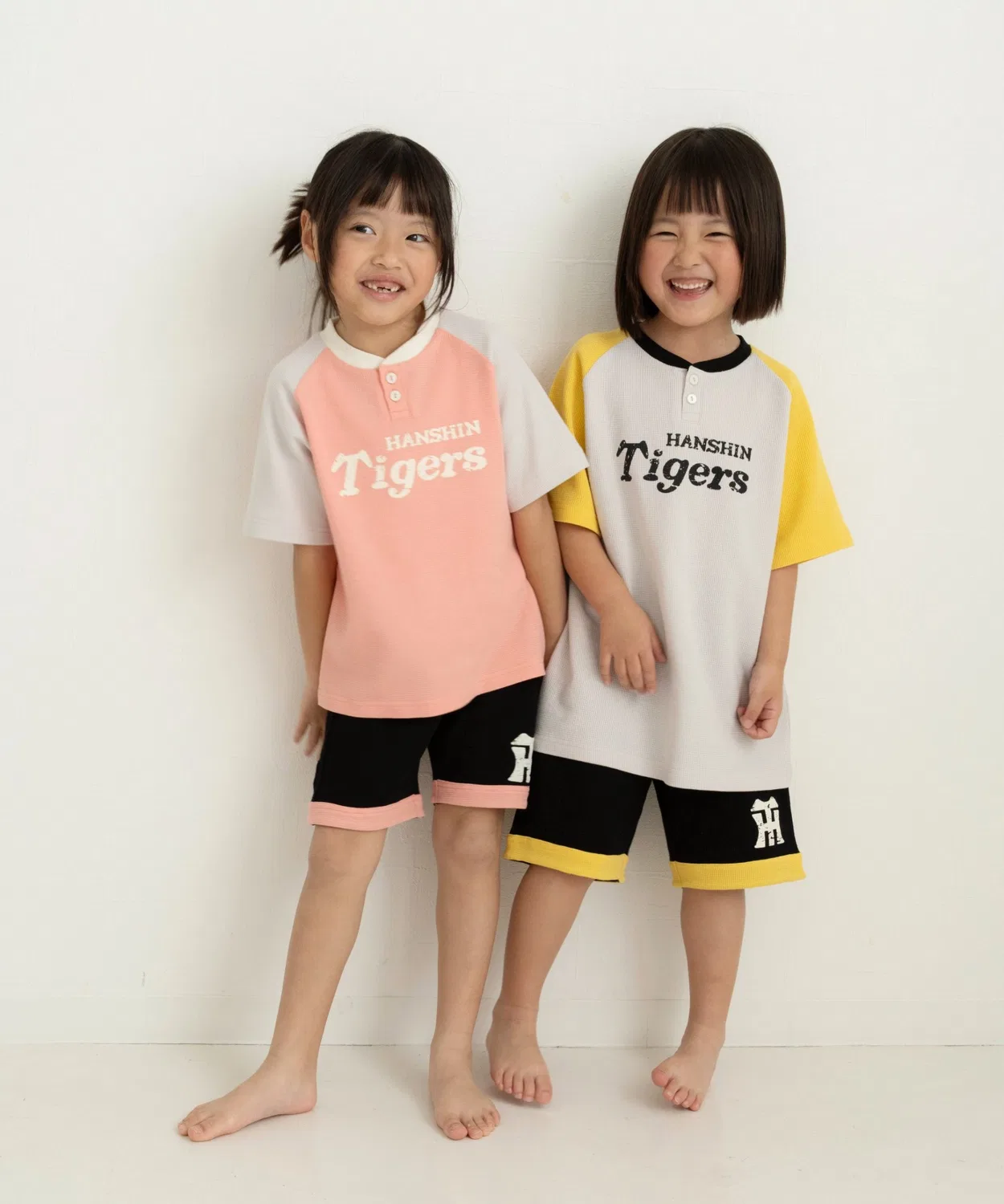 Детский комплект из футера с принтом и логотипом Hanshin Tigers, модель Waffle T-shirt Set Up, babybaby, Оранжевый — фото 4