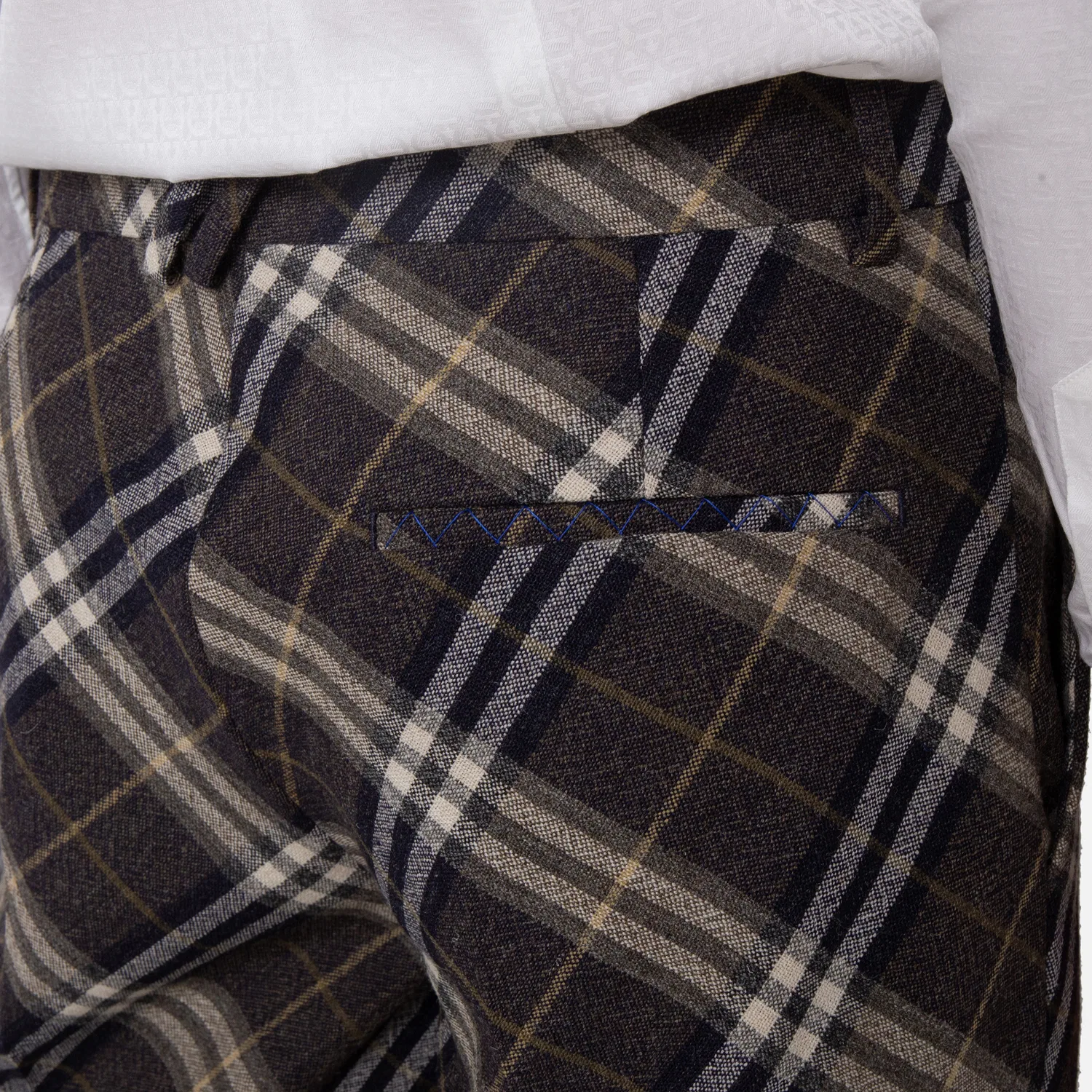 Брюки классические из шерсти Check Wool Tailored Trousers Burberry, Indigo Ip Check — фото 3
