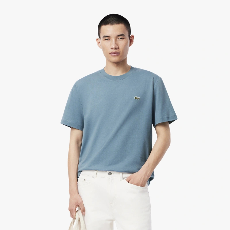 Футболка Lacoste Logo-Patch Cotton, серо-голубой — фото 3