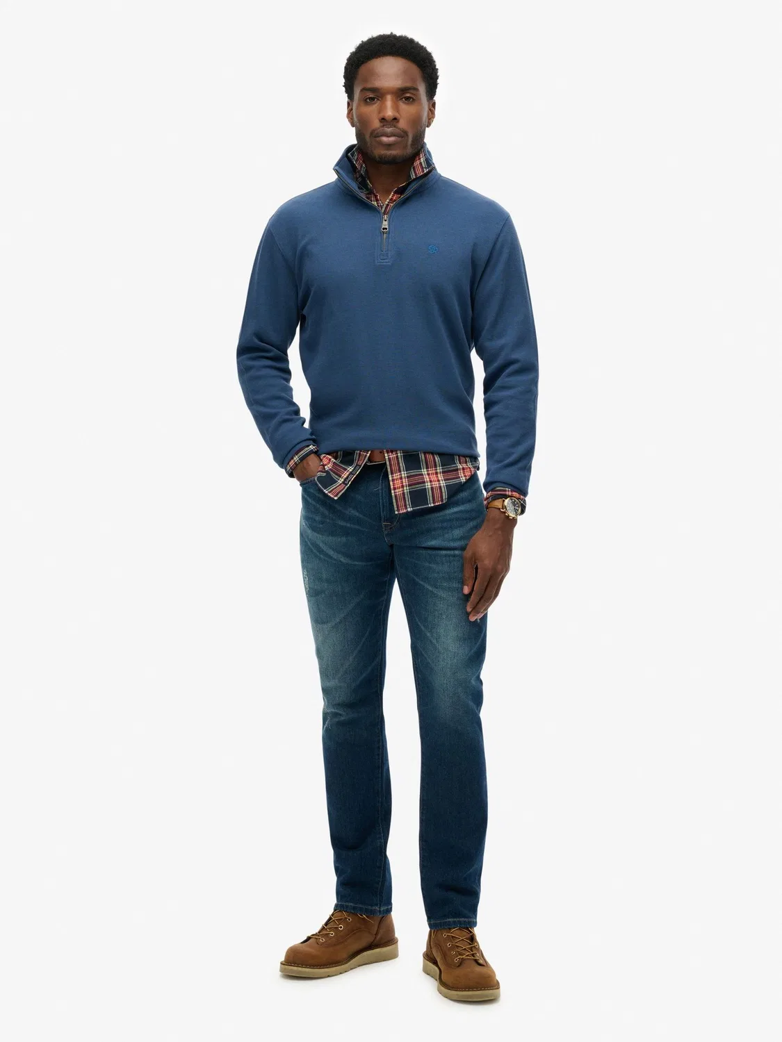 Джемпер полузастежка на молнии, Ribbed Superdry, синий — фото 3