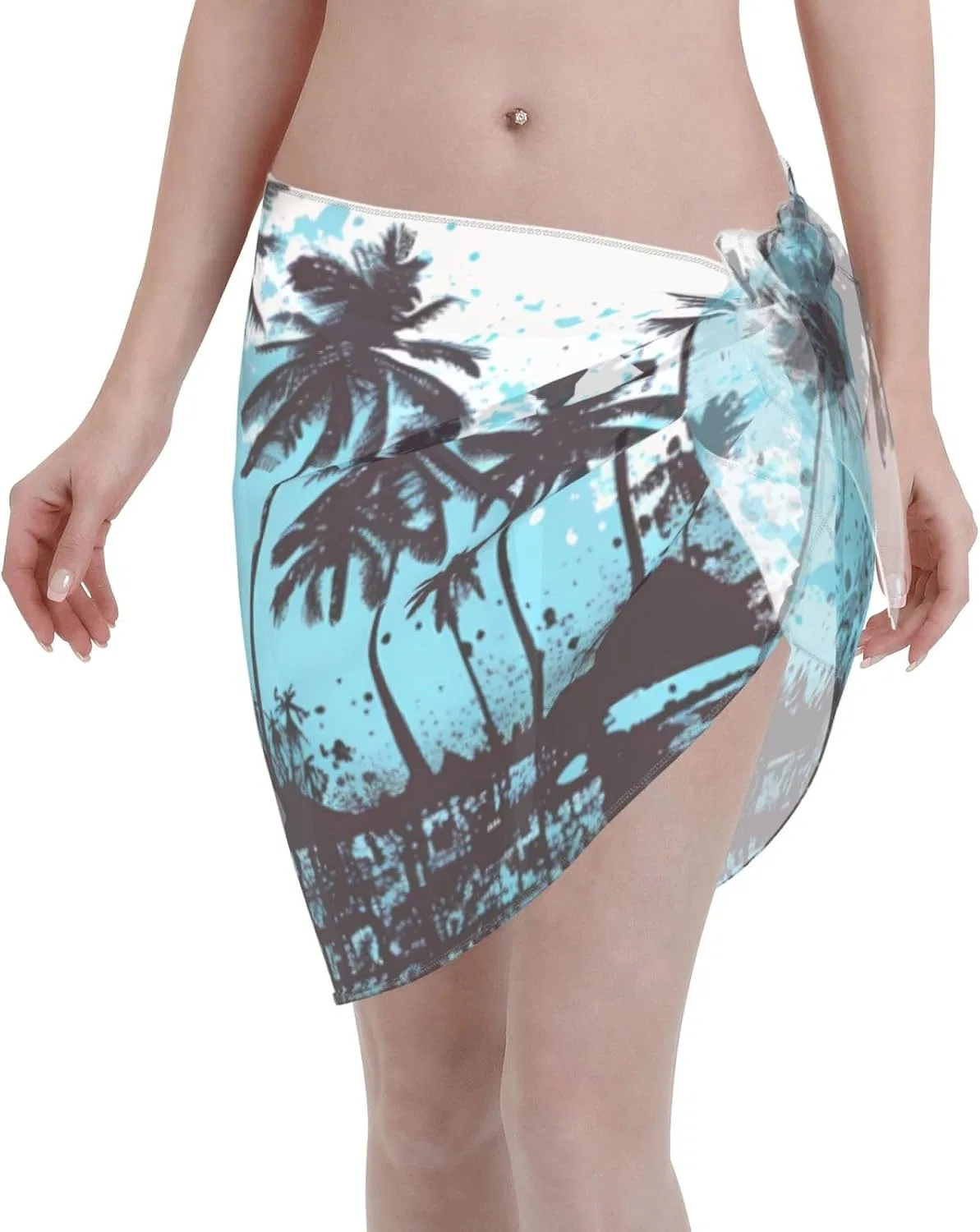 Женская пляжная накидка с пальмовым принтом, Blue Palm Tree