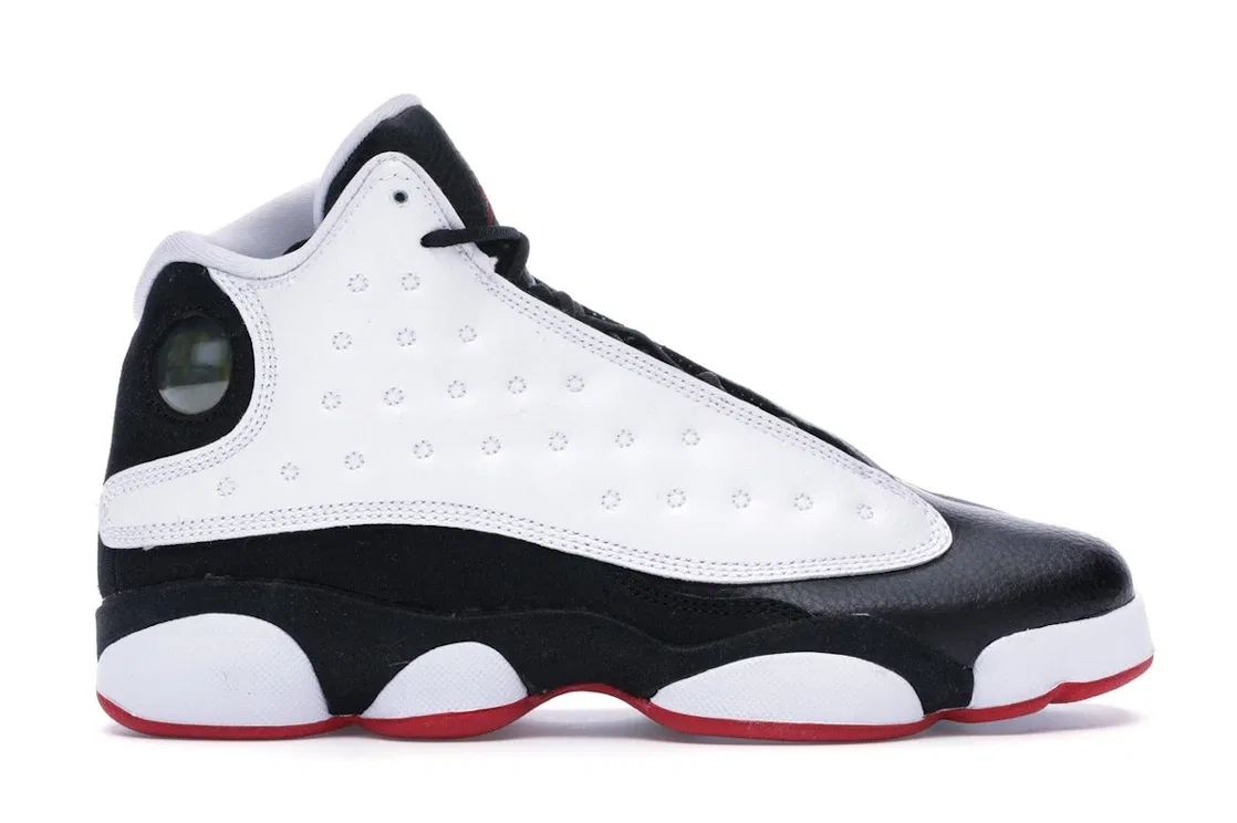 Детские кроссовки с верхом из кожи, модель Jordan 13 Retro Jordan, White/True Red-Black