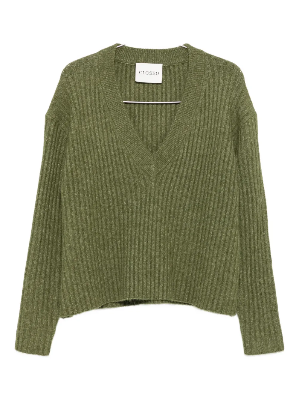 

Ребристый свитер с V-образным вырезом Closed, зеленый