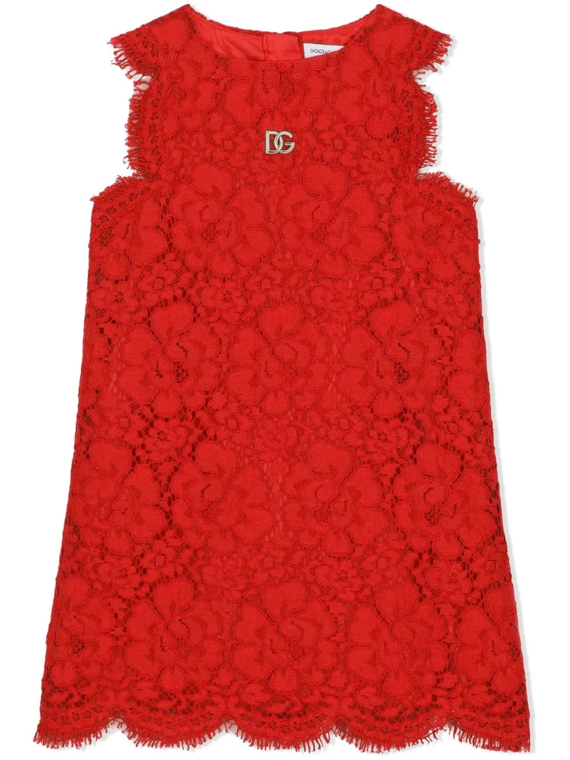 Платье миди из кордонетто-лексиса Dolce & Gabbana, ярко-красный