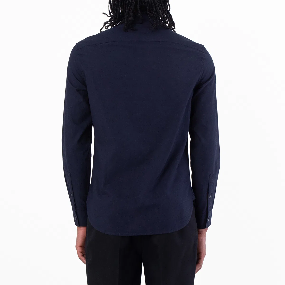Рубашка из хлопка и шелка с длинным рукавом Emporio Armani, Iconico 0920 Blu Navy Ea — фото 3