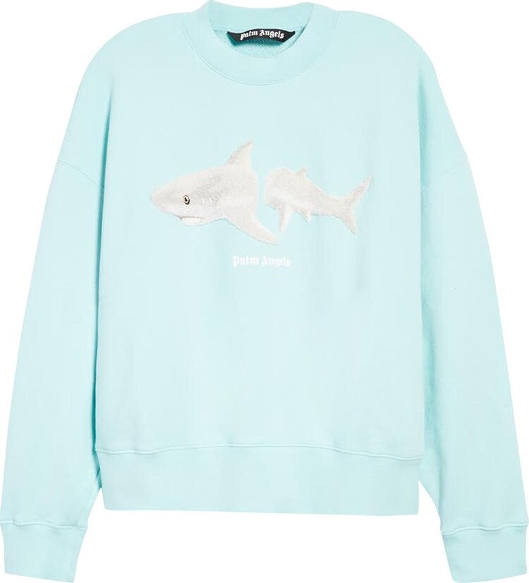 

Толстовка Palm Angels White Shark Crew 'Light Blue', синий