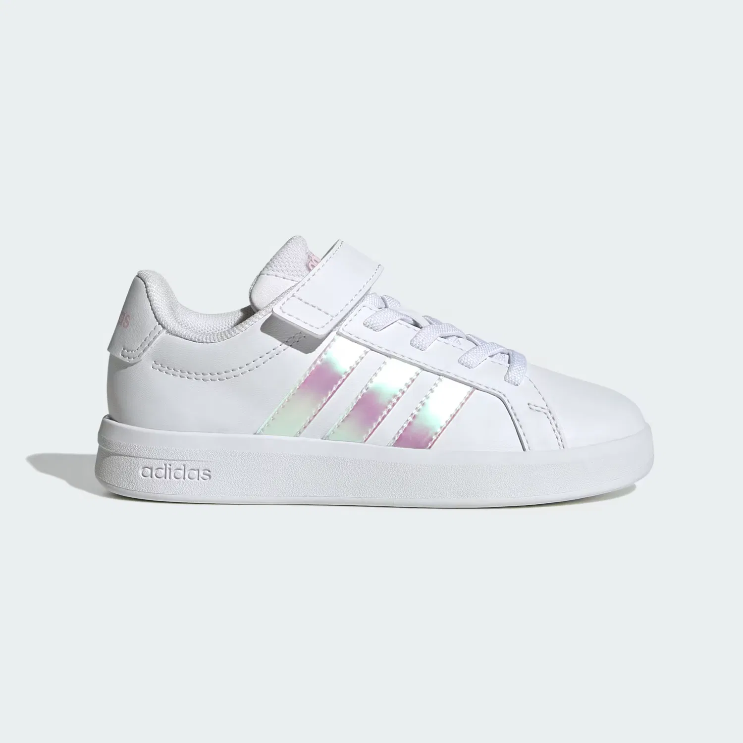 Детские кроссовки на эластичной шнуровке Grand Court 3.0 EL C Adidas Sportswear, белый/переливающийся