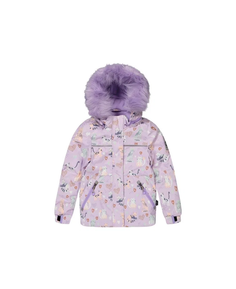 Детский зимний комплект из куртки и штанов с принтом, модель Discover Deux par Deux, Purple Printed Cats — фото 3
