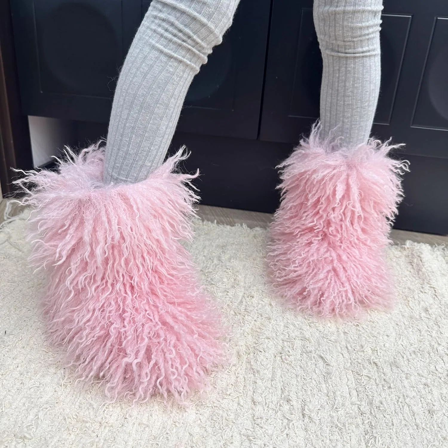 Детские зимние сапоги для девочек с искусственным мехом Auhoho, Light Pink — фото 4