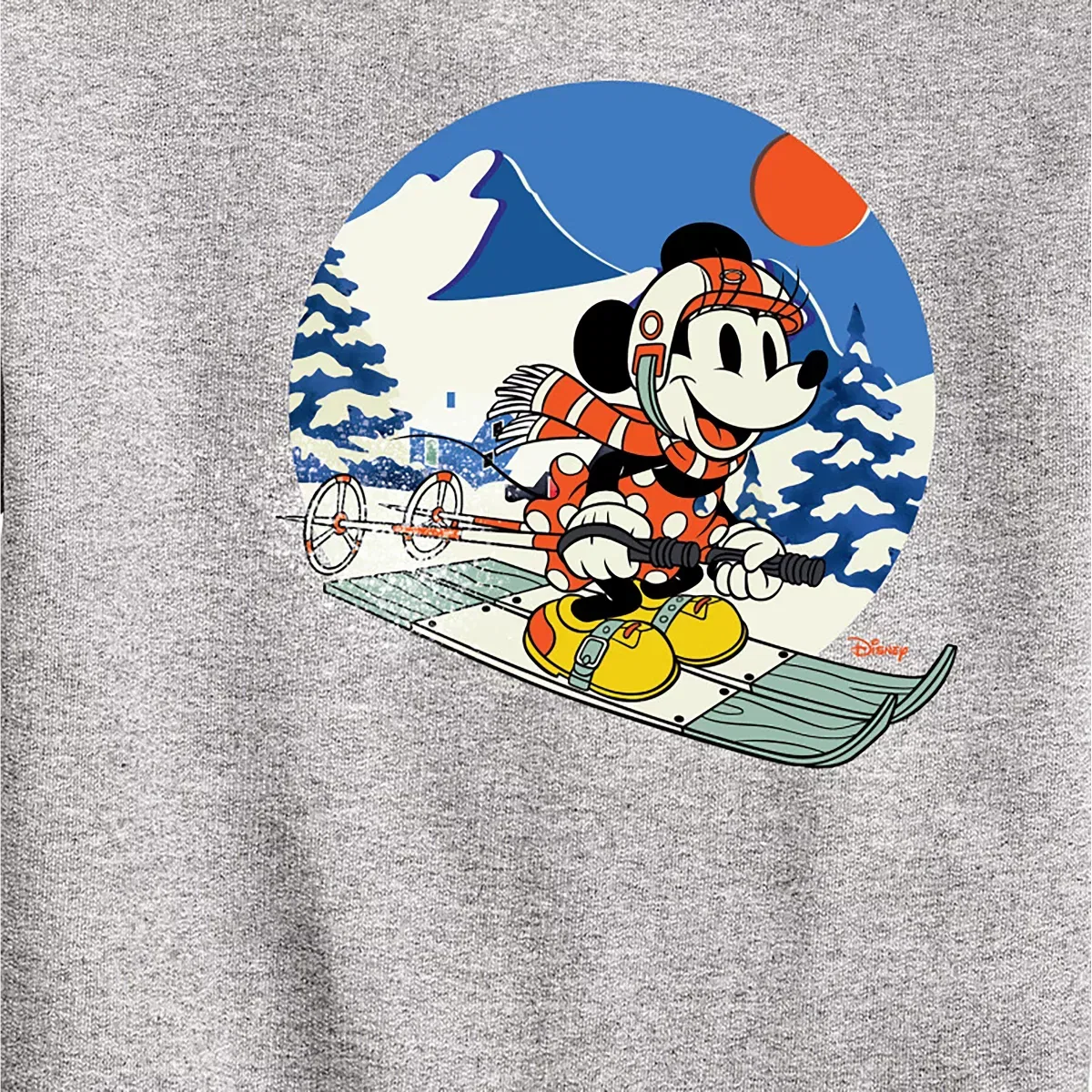Детское худи для мальчиков с принтом Minnie Ski Disney, Athletic Heather — фото 2