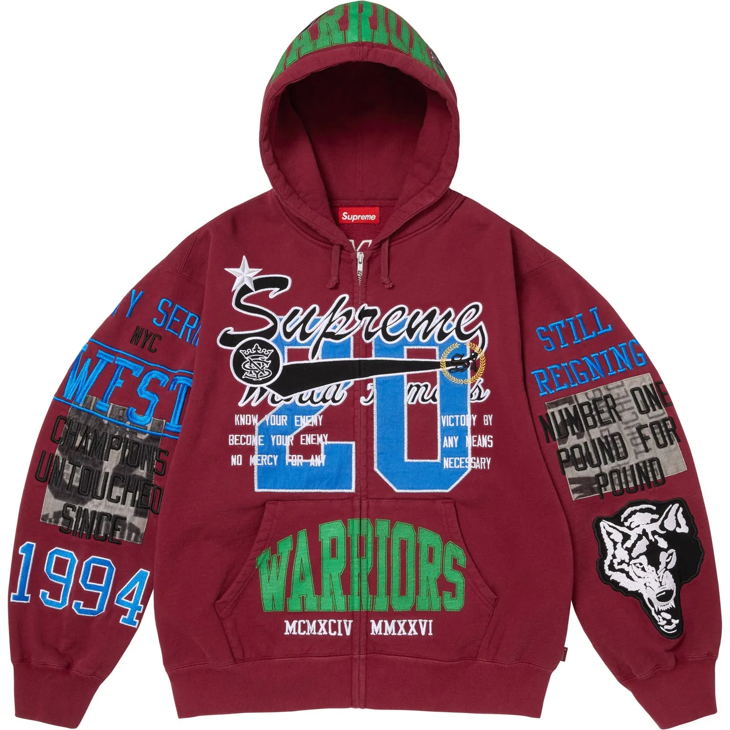 Худи с аппликацией Warriors, Supreme, Red