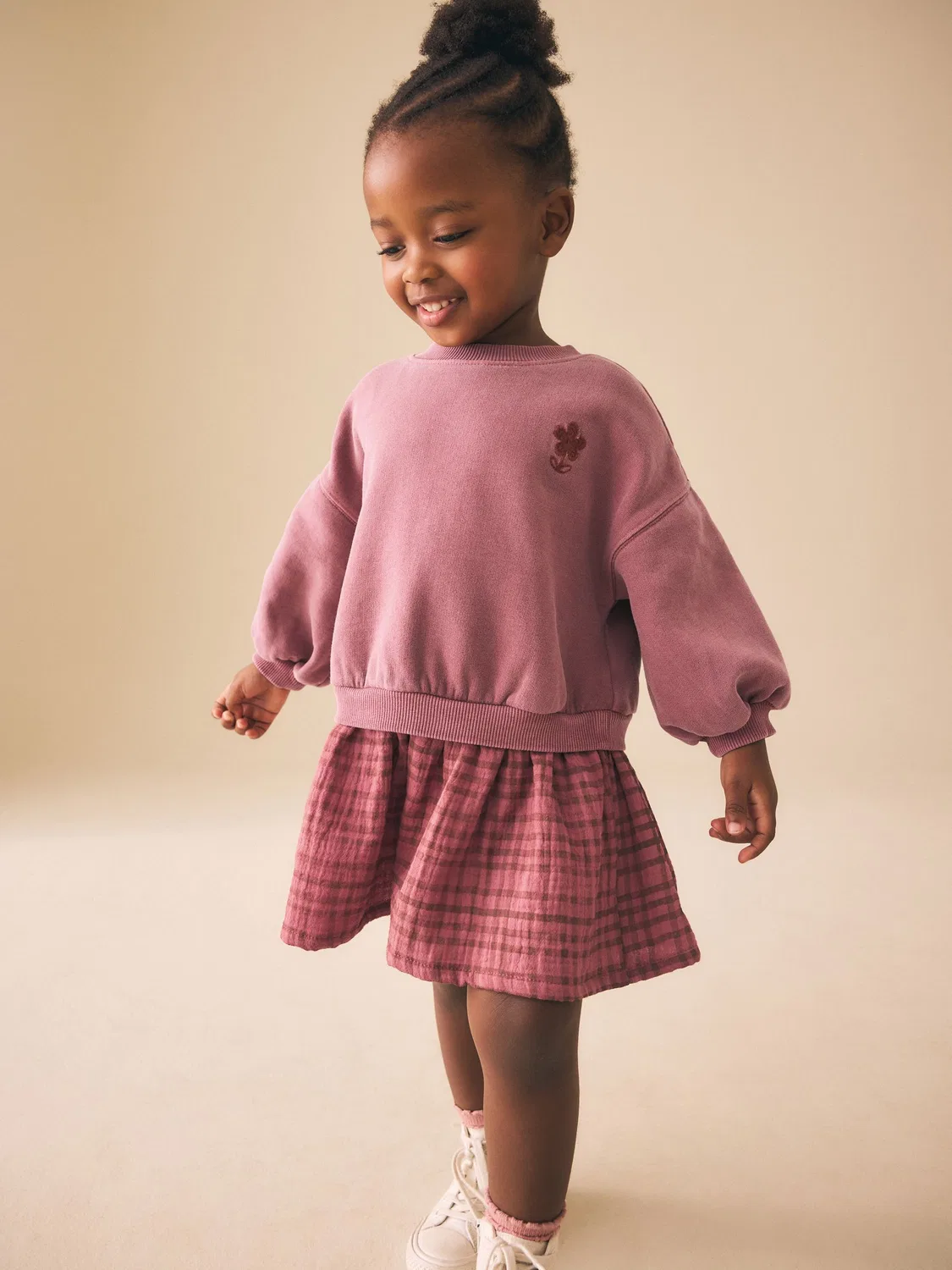 Платье-свитшот слоеное Pink Layered Sweat Dress Next, розовый