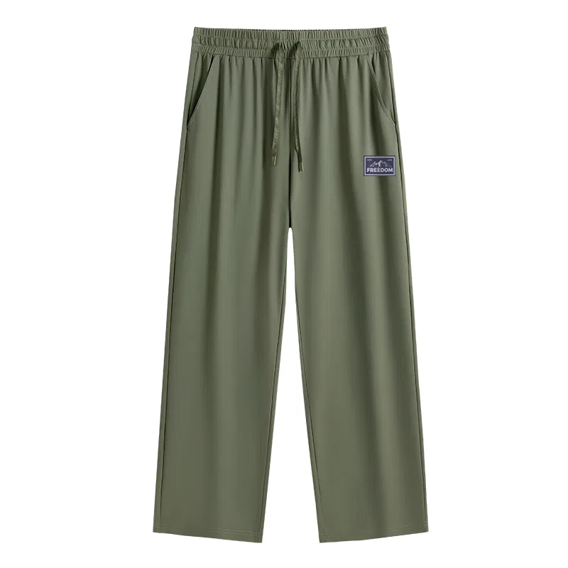 Детские брюки прямого кроя из льняного шелка MINISO, Цвет Ice Silk Cooling Olive Green