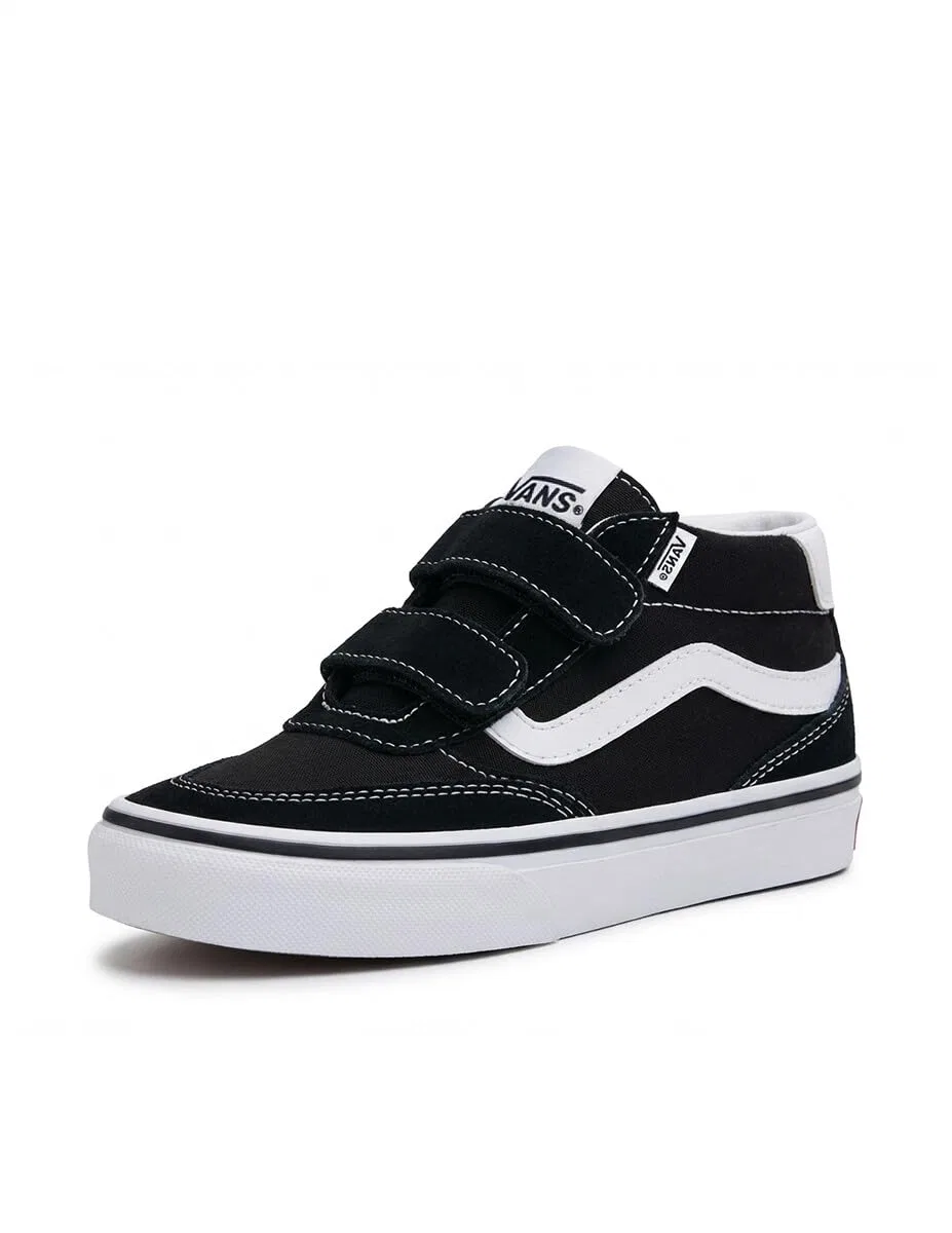 Детские кроссовки для девочек с липучкой Brooklyn Mid V Vans, Black And White