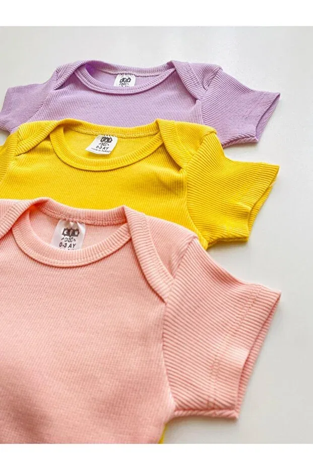Детское боди-комбинезон с коротким рукавом, набор 3 шт, Basics, Efu Baby, Asorti — фото 3