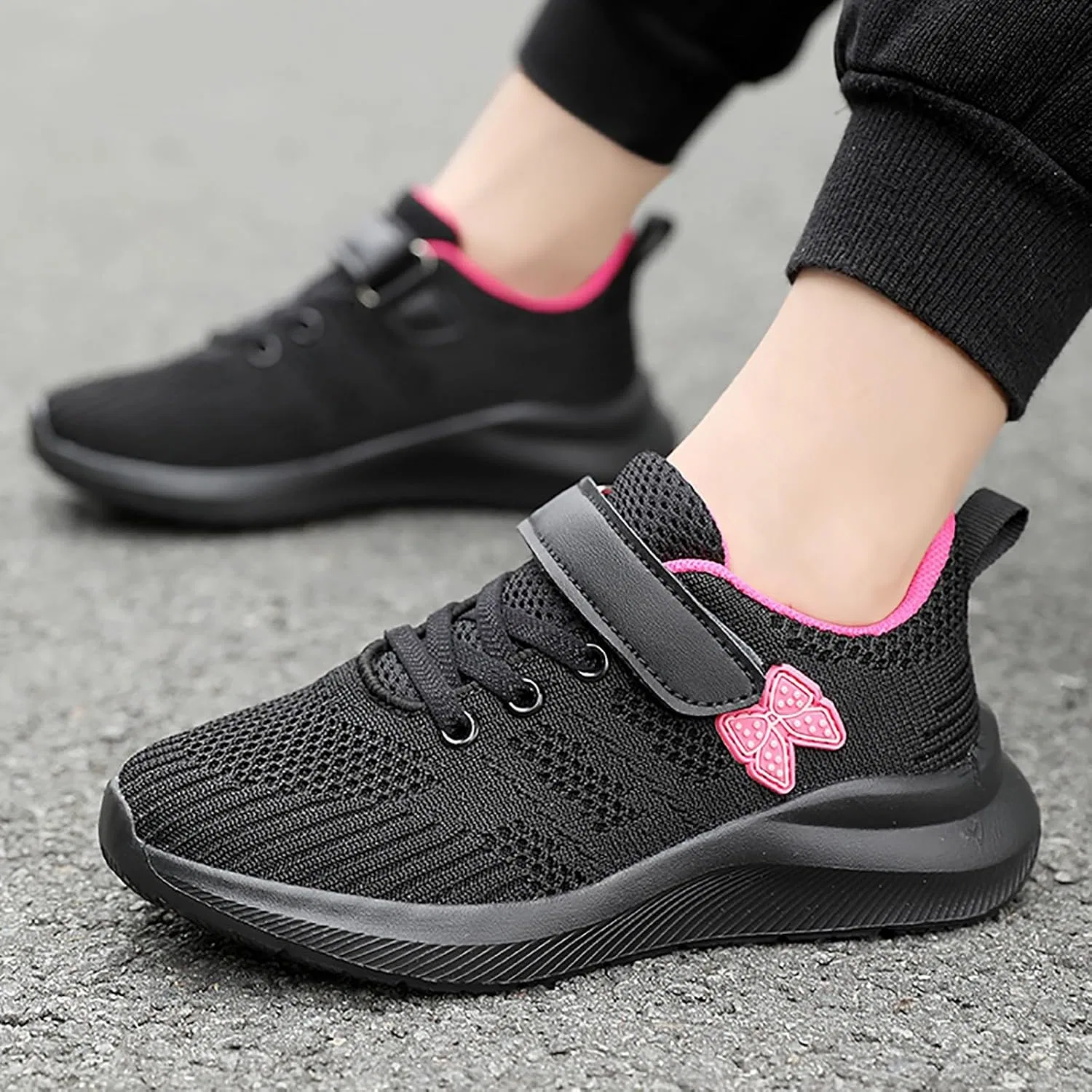 Детские кроссовки с сетчатым верхом Unisex-Child Sneakers Tennis Mesh Hollow Out Breathable Fashion Running Sneakers Lightweight Soft Sports Walking Shoes, Hot Pink — фото 4