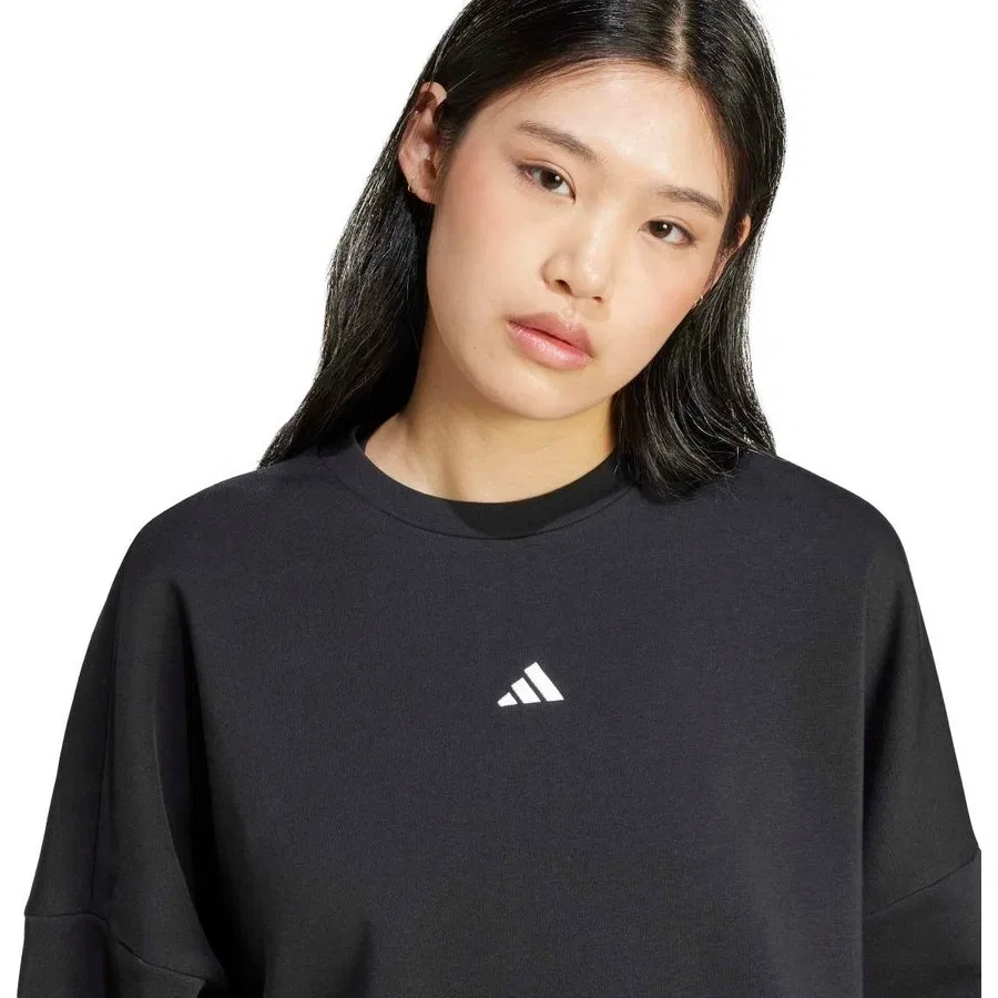 Женский спортивный свитшот с длинным рукавом Essentials Small Logo Feelcozy adidas, Черно-белый — фото 4