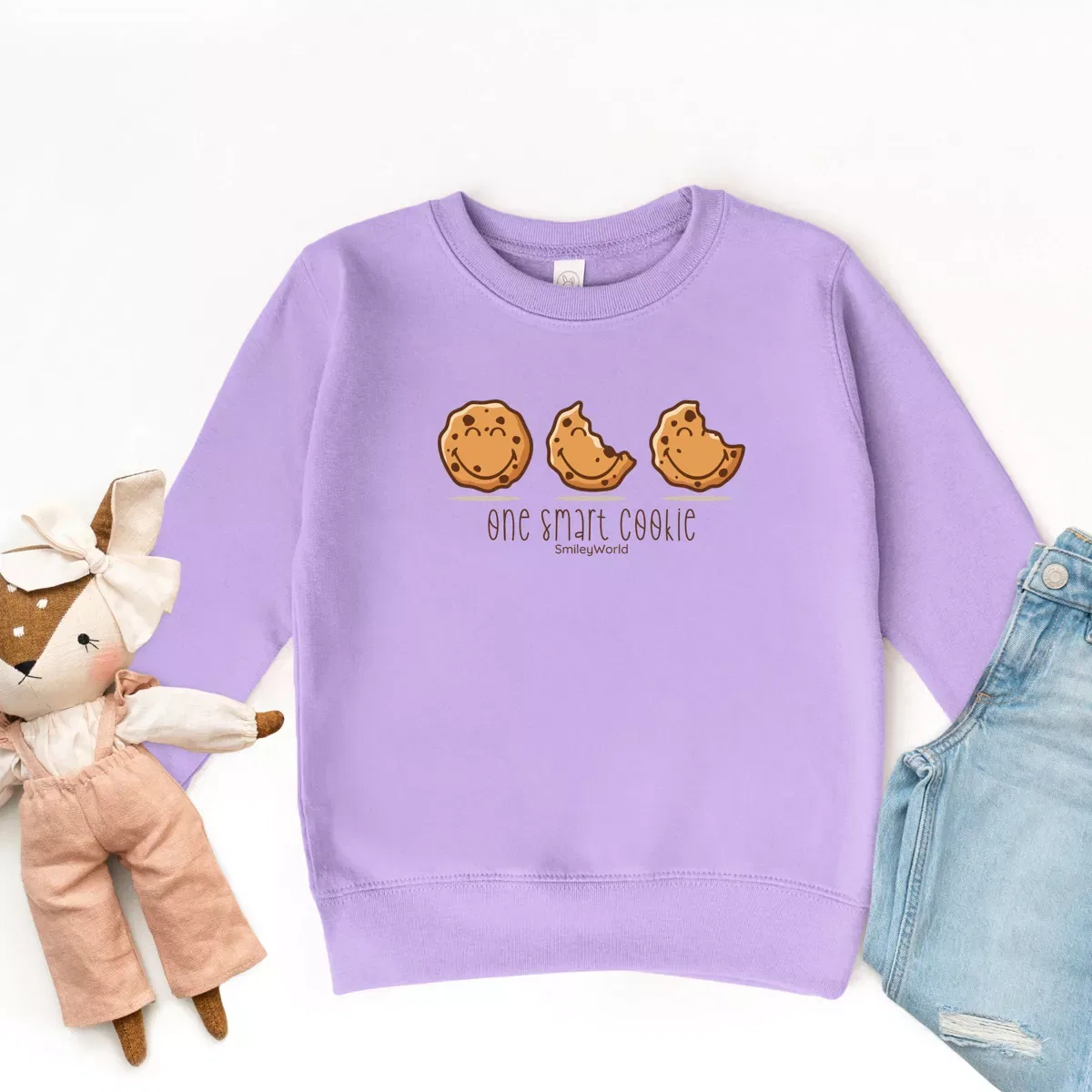 Детский свитшот с принтом One Smart Cookie The Juniper Shop, Lavender — фото 3
