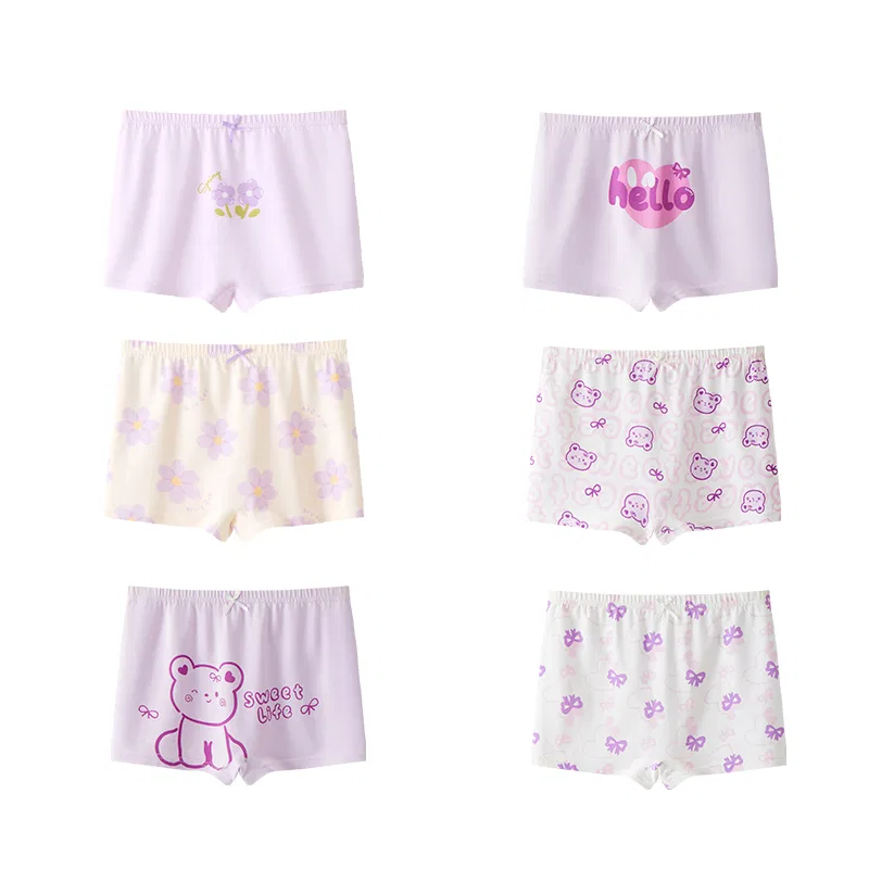 Детские трусы набор 6 штук Red Bean, Lavender Light Purple Purple White Ivory Apricot