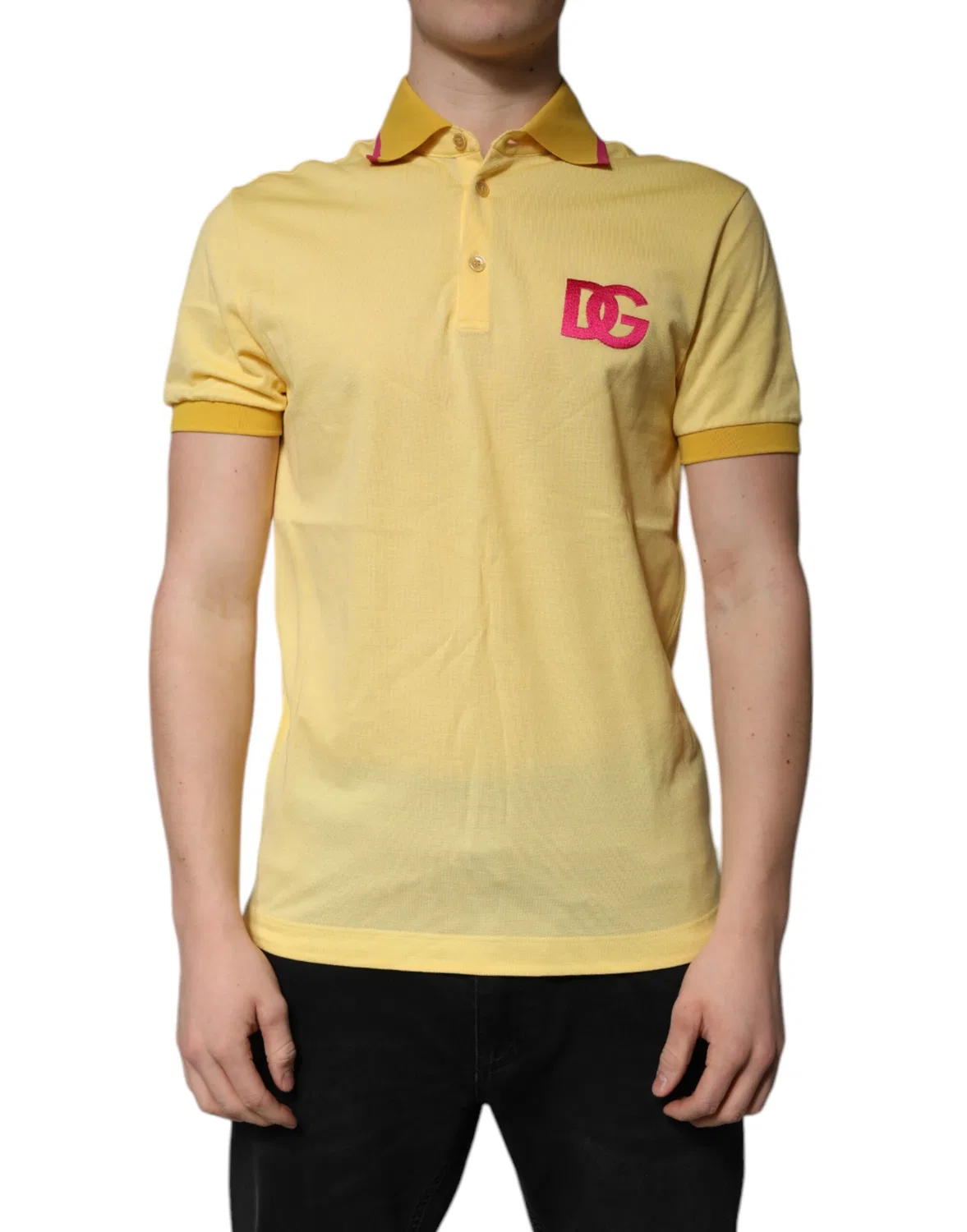 Мужское поло с коротким рукавом и логотипом Dolce & Gabbana, Yellow